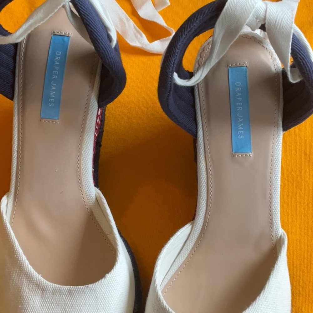 Draper James White/Blue/Red Lace Up Espadrilles Size 10, NWT - Picture 6 of 13